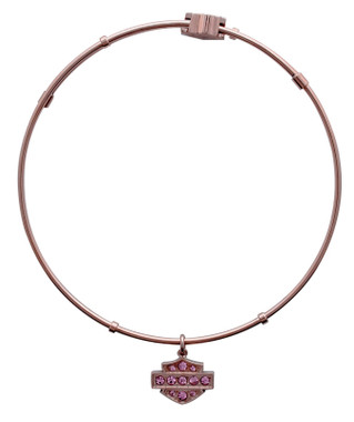 Harley-Davidson Women's Pink Bling Bar & Shield Bangle Bracelet Stainless Steel - Wisconsin Harley-Davidson