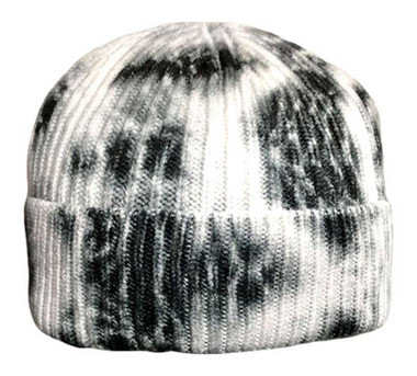 That's A Wrap Women's Marblehead Tie-Dye Print Knit Beanie Cap - Black/White - Wisconsin Harley-Davidson