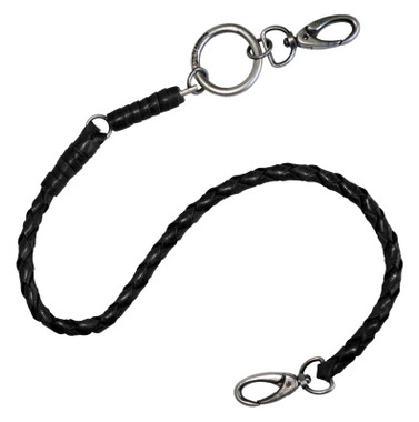 Harley-Davidson Men's Wallet Chain, Ride Free 25 inch Braided Leather - Black - Wisconsin Harley-Davidson