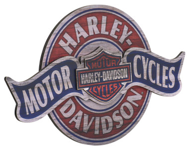 Harley-Davidson Wooden Pub Sign, Distressed Motorcycles Banner, 22 x 14 inches - Wisconsin Harley-Davidson