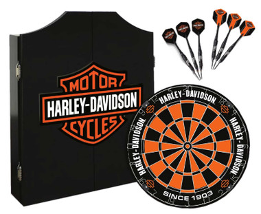 Harley-Davidson® Bar & Shield Darts Kit: Cabinet, Dartboard, Darts