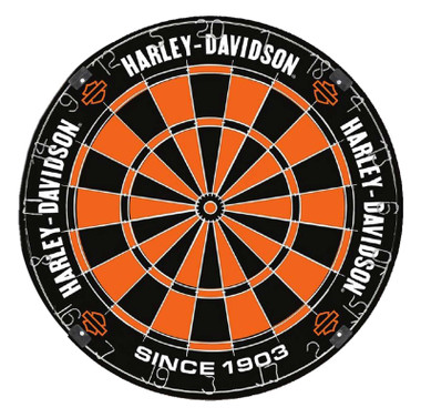 Harley-Davidson Classic Bar & Shield Tournament Dartboard- Black & Orange, 18in. - Wisconsin Harley-Davidson