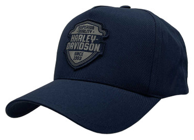 Harley-Davidson Men's Shield H-D Patch Curved Bill Snapback Baseball Cap - Navy - Wisconsin Harley-Davidson