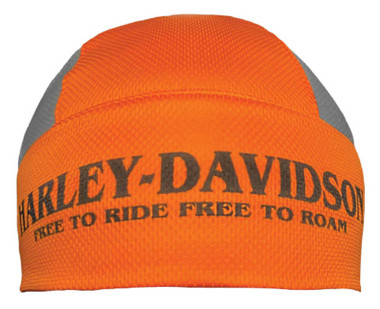 Harley-Davidson Men's Free To Ride Polyester Colorblocked Skull Cap- Orange/Gray - Wisconsin Harley-Davidson