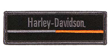 Harley-Davidson 4 in. Embroidered Minimal H-D Text Emblem Sew-On Patch, Gray - Wisconsin Harley-Davidson