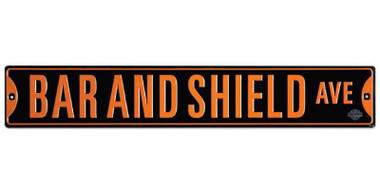 Harley-Davidson Bar & Shield Ave Embossed Tin Sign, 3 ft. - Black & Orange - Wisconsin Harley-Davidson