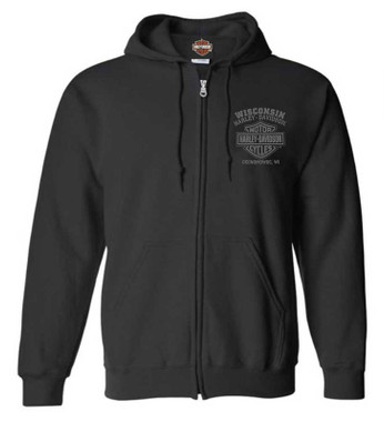 Harley-Davidson Men's Corrosion Willie G Skull Cotton-Blend Zip-Up Hoodie, Black - Wisconsin Harley-Davidson