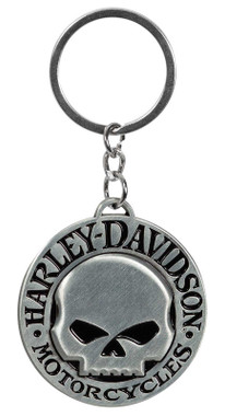Harley-Davidson Metal Key Chain, Classic Willie G Skull Logo - Silver & Black - Wisconsin Harley-Davidson