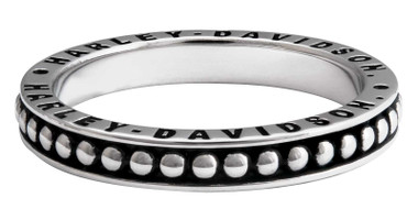 Harley-Davidson Women's Engraved H-D Beaded Stacking Ring - Sterling Silver - Wisconsin Harley-Davidson