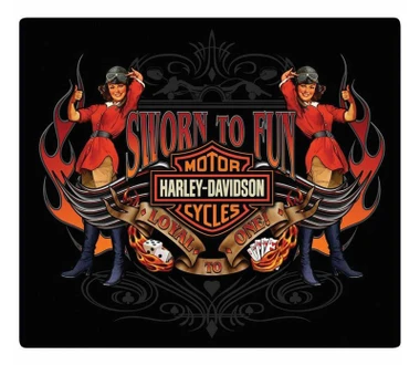 Harley-Davidson Sworn To Fun Babes Embossed Tin Sign, 15 x 13 inches - Black - Wisconsin Harley-Davidson