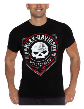 Harley-Davidson Men's Ragged Willie G Skull Crew-Neck Short Sleeve T-Shirt - Wisconsin Harley-Davidson