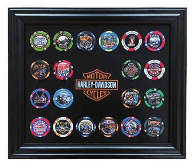 Harley-Davidson Classic Bar & Shield Magnetic Poker Chip Frame - Holds 20 Chips - Wisconsin Harley-Davidson