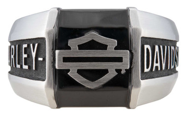 Harley-Davidson Men's Outline B&S Collegiate Style Ring - Stainless Steel - Wisconsin Harley-Davidson