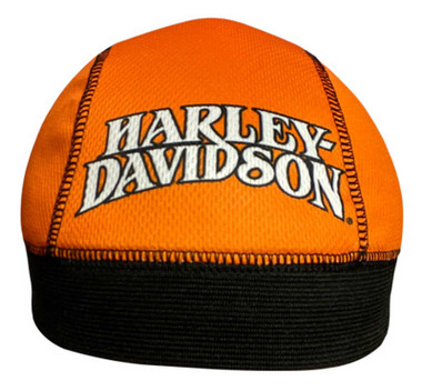 Harley-Davidson Men's Irony H-D Text Polyester Skull Cap - Orange & Black - Wisconsin Harley-Davidson