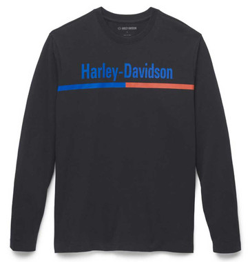 Harley-Davidson Men's Bar H-D Long Sleeve Cotton Jersey Tee, Black 96349-22VM - Wisconsin Harley-Davidson