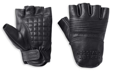 Harley-Davidson Men's Oakbrook Fingerless Leather Gloves - Black 98143-22VM - Wisconsin Harley-Davidson