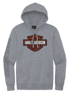 Harley-Davidson Men's Hallmark B&S Pullover Hoodie, Heather Gray 99041-22VM - Wisconsin Harley-Davidson