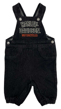 Harley-Davidson Baby Unisex Embroidered H-D Denim Newborn Overalls - Black - Wisconsin Harley-Davidson