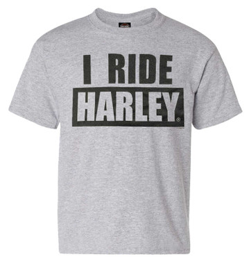 Harley-Davidson Big Boys' I Ride Harley Short Sleeve Crew-Neck T-Shirt - Gray - Wisconsin Harley-Davidson