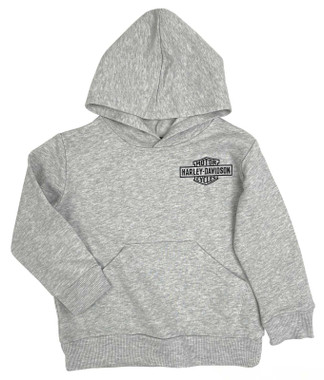 Harley-Davidson Little Boys' B&S Logo Fleece Terry Pullover Hoodie - Gray - Wisconsin Harley-Davidson