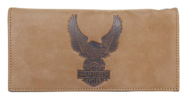 Harley-Davidson Men's Eagle B&S Genuine Leather RFID Trucker Wallet - Tan - Wisconsin Harley-Davidson