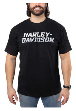 Harley-Davidson Men's Chrome Grit Short Sleeve Crew-Neck T-Shirt - Black - Wisconsin Harley-Davidson