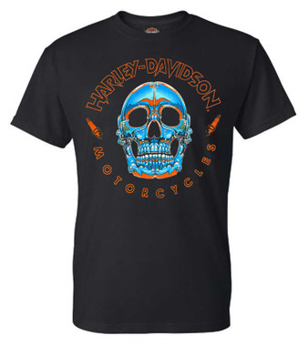 Harley-Davidson Men's Skull Parts Crew-Neck Short Sleeve T-Shirt - Black - Wisconsin Harley-Davidson