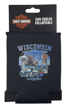Harley-Davidson Custom Wisconsin Harley-Davidson Neoprene Flat Can Wrap - Black - Wisconsin Harley-Davidson
