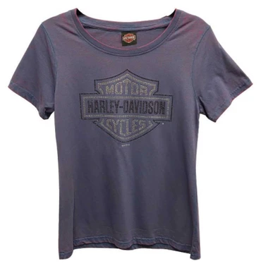 Harley-Davidson Women's Embellished B&S Short Sleeve Tee - Washed Dragonberry - Wisconsin Harley-Davidson