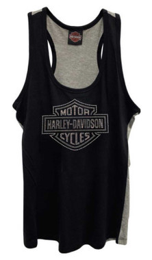 Harley-Davidson Women's Embellished B&S Emphasis Sleeveless Tank Top- Black/Gray - Wisconsin Harley-Davidson