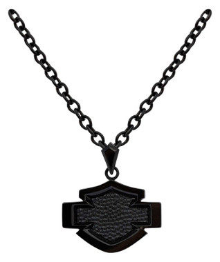 Harley-Davidson Men's Asphalt B&S Outline Chain Necklace - Black Stainless Steel - Wisconsin Harley-Davidson