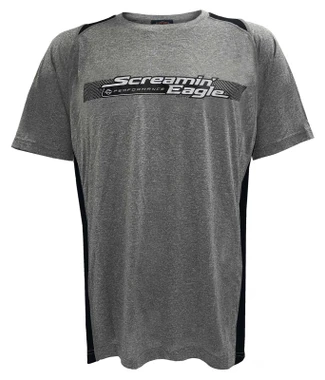 Harley-Davidson Men's Screamin' Eagle Lines Colorblocked Polyester Tee, Gray - Wisconsin Harley-Davidson