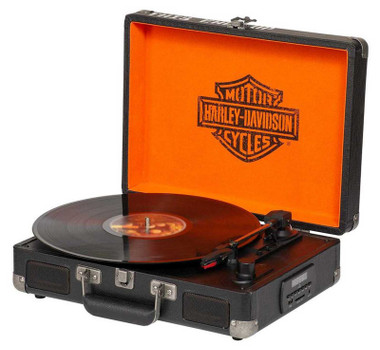 Harley-Davidson Vintage Portable Record Player, Bar & Shield Logo Trunk Inspired - Wisconsin Harley-Davidson