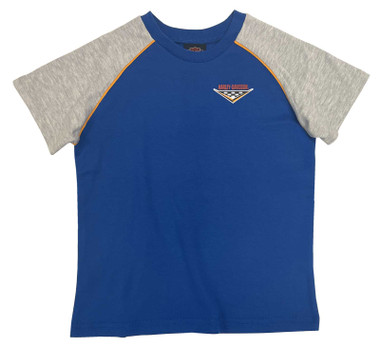 Harley-Davidson Little Boys' Colorblocked Short Sleeve Raglan Toddler Tee - Blue - Wisconsin Harley-Davidson