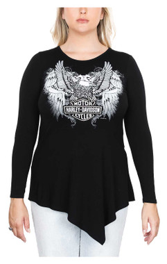 Harley-Davidson Women's Thrill Ride Asymmetrical Scoop Neck Long Sleeve Top - Wisconsin Harley-Davidson