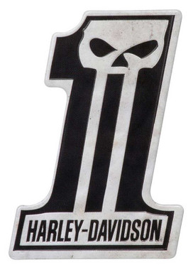 Harley-Davidson Custom Shaped #1 Skull Logo Tin Magnet, 2.2 x 3.2 inches - Wisconsin Harley-Davidson