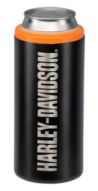 Harley-Davidson Slim Can Cooler, Matte Black Stainless Steel - Hold 12 oz. Cans - Wisconsin Harley-Davidson