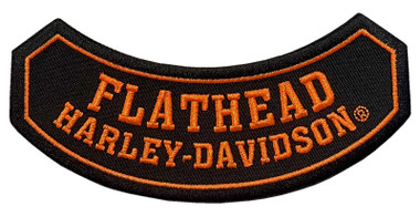 Harley-Davidson 5 in. Embroidered Flathead Rocker Emblem Sew-On Patch - Black - Wisconsin Harley-Davidson