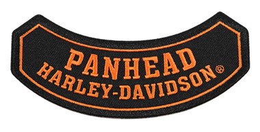 Harley-Davidson 5 in. Embroidered Panhead Rocker Emblem Sew-On Patch - Black - Wisconsin Harley-Davidson