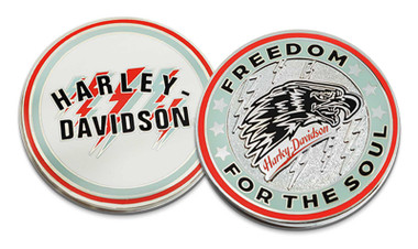 Harley-Davidson Freedom Soul Metal Challenge Coin, 1.75 inch - White/Gray - Wisconsin Harley-Davidson