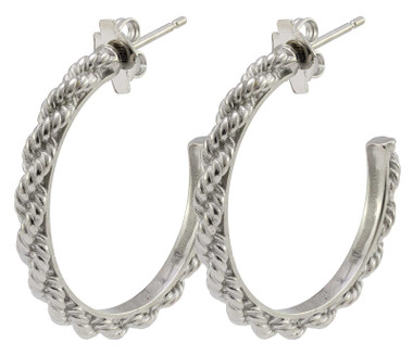 Harley-Davidson Women's Sculpted Rope Small Hoop Earrings - Stainless Steel - Wisconsin Harley-Davidson