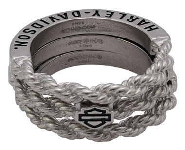 Harley-Davidson Women's B&S Logo Rope Stacking Ring Set - Stainless Steel - Wisconsin Harley-Davidson