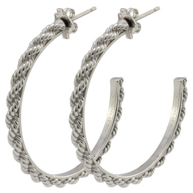 Harley-Davidson Women's Sculpted Rope Large Hoop Earrings - Stainless Steel - Wisconsin Harley-Davidson