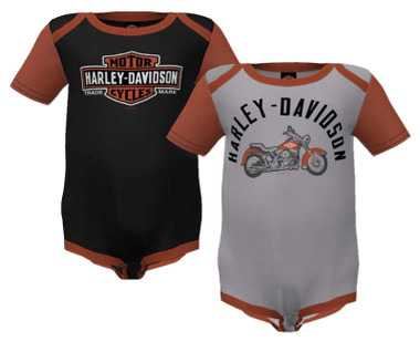Harley-Davidson® Baby Girls' 2-Pack Foiled Eagle Rib Creeper Set