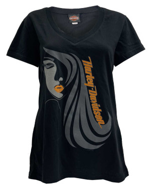 Harley-Davidson Women's Portrait V-Neck Short Sleeve Soft Fabric Tee - Wisconsin Harley-Davidson
