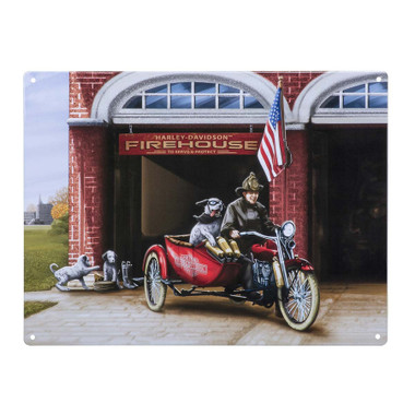 Harley-Davidson Embossed Tin Sign, Firehouse Dogs, 12 x 15.75 inches HDL-15556 - Wisconsin Harley-Davidson