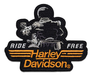 Harley-Davidson 3.5 in. Embroidered Burnin' Rubber Emblem Sew-On Patch - Black - Wisconsin Harley-Davidson