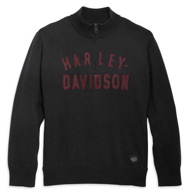 Harley-Davidson Men's Staple 1/4-Zip Long Sleeve Sweater - Black 96311-23VM - Wisconsin Harley-Davidson