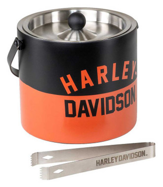 Harley-Davidson Retro H-D Text Ice Bucket, Double Wall Stainless Steel w/ Tongs - Wisconsin Harley-Davidson