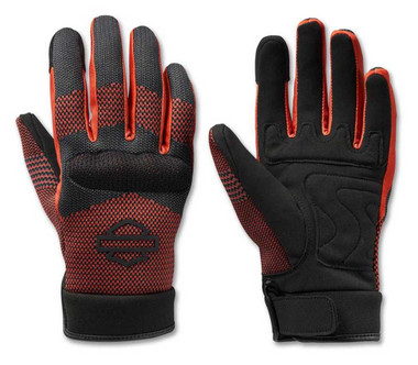 Harley-Davidson Womens Dyna Knit Mesh Full-Finger Gloves Black/Orange 98155-23VW - Wisconsin Harley-Davidson